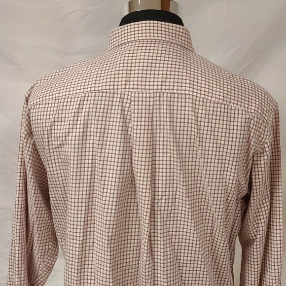 Steve & Barry's Mens Large Cream Red Check Long Sleeve Button Up Shirt - Picture 7 of 12
